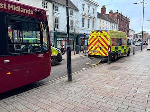 An emergency incident involving a National Express bus on Market Street, Wolverhampton. 