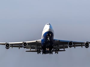 A plane takes off from Heathrow airport