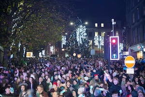 Some of the crowds in the city centre