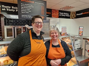 Shop manager Nicola Taylor and her colleague Cheryl 