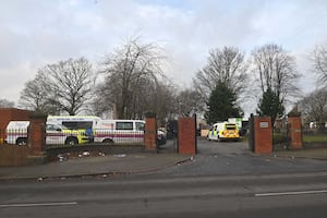 Police and forensic teams could be seen using the parking spaces on Oldbury cemetery to gain access to the grounds