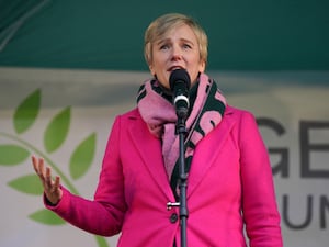 Stella Creasy speaking at a anti-hate vigil on Richmond Terrace, opposite Downing Street in London