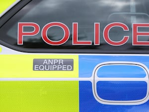 A Police Service of Northern Ireland (PSNI) patrol car equipped with Automatic Number Plate Recognition (ANPR) cameras in Belfast