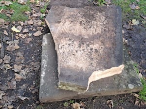 A broken headstone