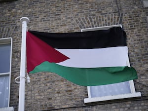 The Palestinian flag flying outside the Palestinian embassy in Dublin