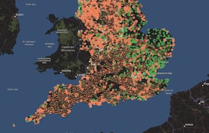 Live map shows areas of recent sewage spills in England. Photo: sewagemap.co.uk