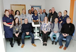 Staff from Wolverhampton's New Cross Hospital with members of the ex  Goodyear workers 5/344 TGWU Benevolent Fund 