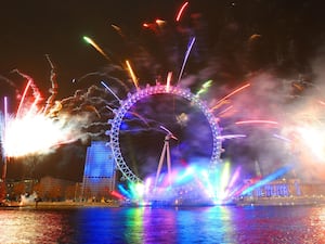 Fireworks over the River Thames in London (PA)