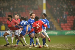 Jamille Matt equalises for Walsall after the break.