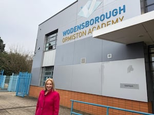 Antonia Bance MP outside of Wodensborough Ormiston Academy in Wednesbury. 