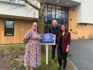 Pictured: Ruth Longville from The Mary Stevens Hospice and Tim Jones and Clare Griffiths from Higgs LLP.