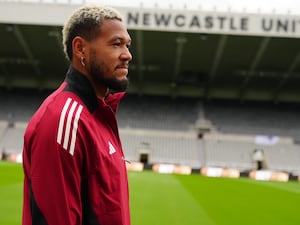 Joelinton arrives at St James' Park for Newcastle's Premier League game against Southampton