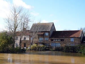 Flood water at Billing Mill, Northamptonshire