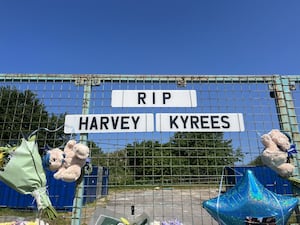 Floral tributes and teddies left to Kyrees Sullivan and Harvey Evans in Cardiff