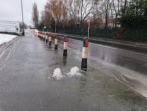 The incident appears to have been caused by a burst water main.