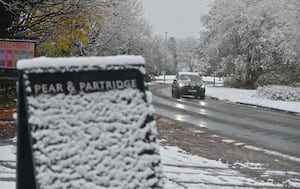 There was snow on the roads in Perton on Tuesday morning