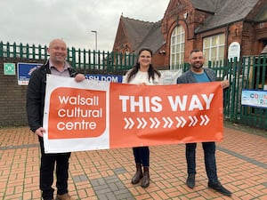 Launch of Walsall Cultural Centre on Sun Street, Palfrey. L-R Juraj Modrak of CEO of Nash Dom, Ana Tomulescu programme development manager at Nash Dom and Andrzej Pacan of Nash Dom