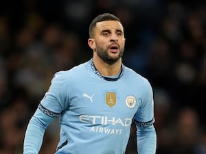 Kyle Walker playing for Manchester City against West Ham