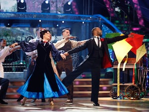 JB Gill and Lauren Oakley, during the live show (Guy Levy/BBC)