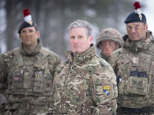 Sir Keir Starmer in camouflage during a visit to a Nato base in Estonia in December 2024