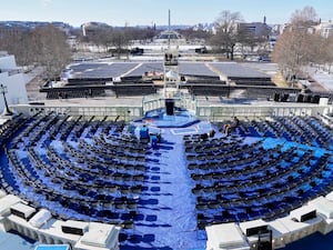 The stage on the West Front of the US Capitol in Washington