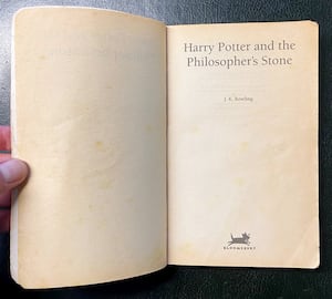 Well thumbed first edition paperback of Harry Potter and the Philosophers Stone hammering at £6,000.  