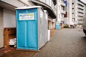 The residents were provided with portable toilets to use, despite the cold weather