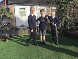 Pupils (from left) Heidi Fletcher, Charlie Mitchell and Alexandra Miller looking forward to the ‘buddy’ seating