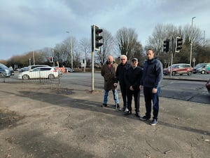 Councillor Keiran Casey with residents at the problem junction.