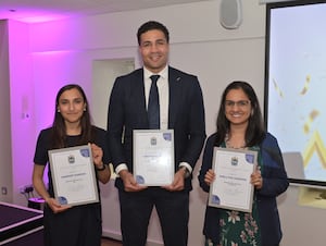 Aston Alumni Awards winners Sandeep Sandhu, Delicious Orie and Shellyza Sajwani