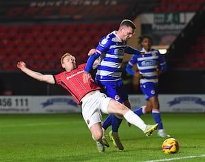 Danny Johnson stretches for a cross.