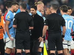 Manchester City and Arsenal players following their last match