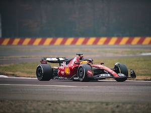 Lewis Hamilton drives his Ferrari during testing