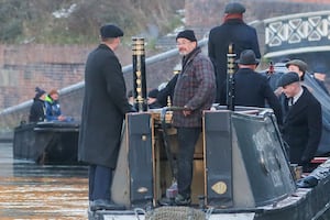 Cast and crew were spotted on the Dudley Canal at Bumble Hole Nature Reserve on Wednesday. Photo: Joseph Walshe / SWNS