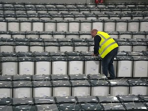 Ballot boxes being sealed before the General Election in Ireland