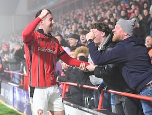 Harry Williams celebrates his goal.