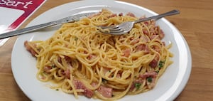 A big plate full of flavour, the spaghetti carbonara was delicious