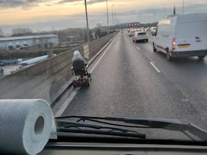 Pensioner seen riding mobility scooter down A38