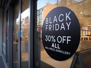 A general view of a Black Friday sticker on a shop window