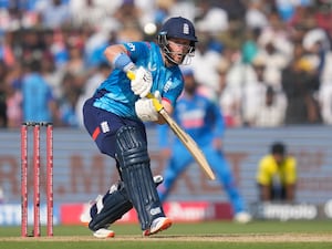 Ben Duckett bats during England's second ODI against India in Cuttack