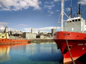 View of Aberdeen harbour in the sunshine