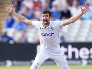 Mark Wood appeals for a wicket