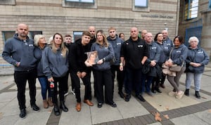 Family members of Ben Corfield and Liberty Charris leave Wolverhampton Crown Court after the sentencing of Dhiya Al Maamoury.The family members and friends of Liberty Charris.