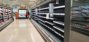 Empty shelves at Tesco Superstore, Penn Road today