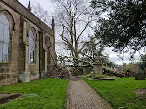 A tree fell towards All Saints, narrowly missing it