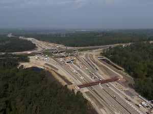 Aerial view of major roadworks