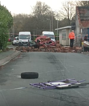 A car was crushed by a falling wall on Upper Zoar Street