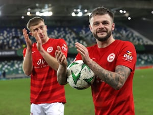 Larne celebrate beating Gent