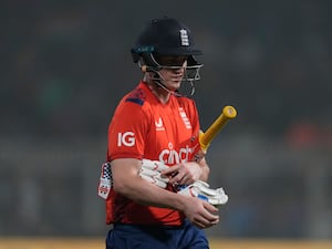 Harry Brook walks off the field after his dismissal