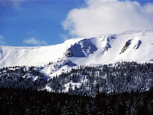 The sun shines on to Vasquez Cirque, new terrain for Winter Park Resort, Winter Park, Colorado